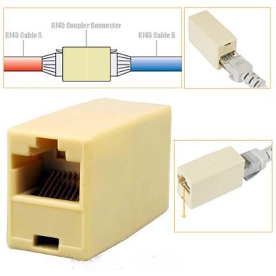 RJ45 Ethernet Network Joiner Coupler Adapter Connector Cable