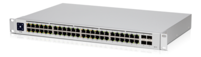 USW-48-PoE 48-port, (32) GbE, PoE+ RJ45 ports, (16) GbE RJ45 ports, (4) 1G SFP ports, 195W