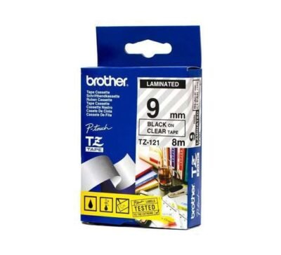 Brother Tape TZE-121 9mm Black on Clear